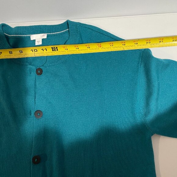 J. Jill Womens Teal Cardigan Sweater M Polyester Wool Blend With Pockets - Picture 14 of 16